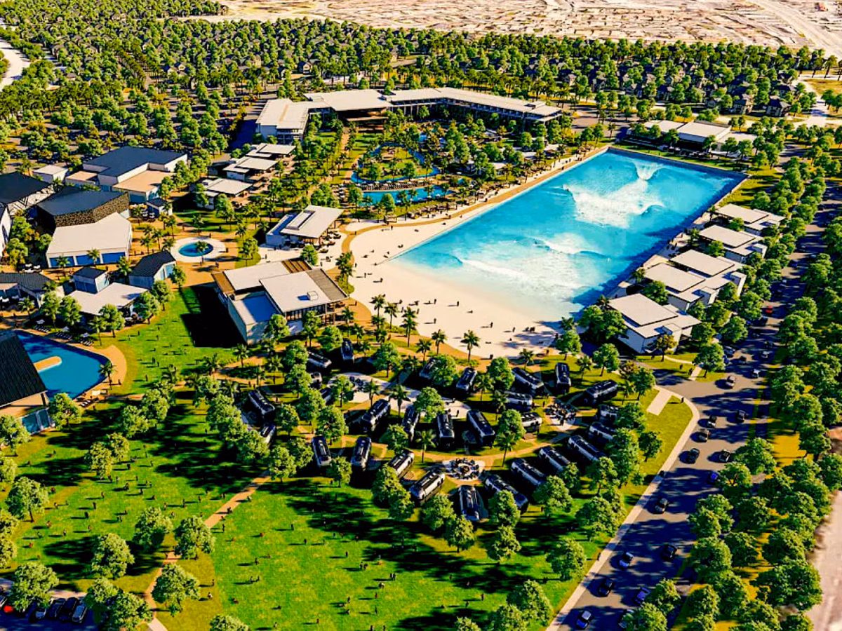 Rendering of Ocean Kamp wave pool in Oceanside California